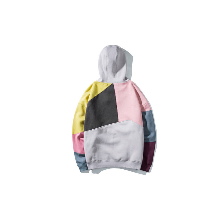 Custom Made Man Fashion Special Colorful Split Patch Dropped Shoulder French Terry Hoodie with Embroidery Logo