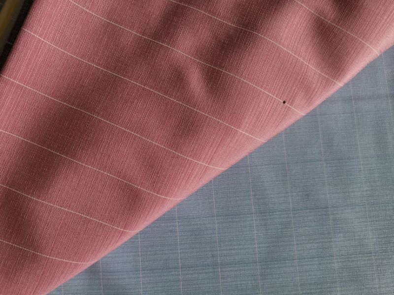 Polyester Cotton Garment W10 Slub Checks Shirt Fabric
