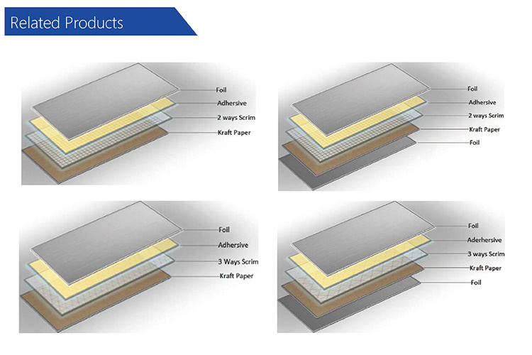 Aluminum Foil Kraft Glass Fiber Insulation Foil Scrim Kraft Paper
