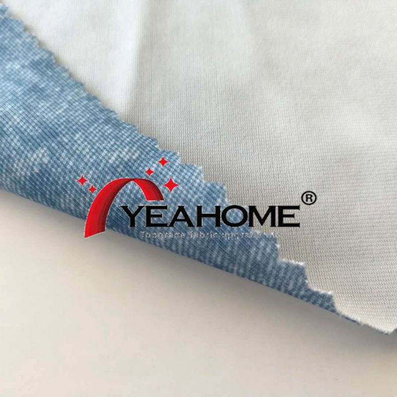 Denim Style Pattern Printed Elastic Fabric Knitted Fabric