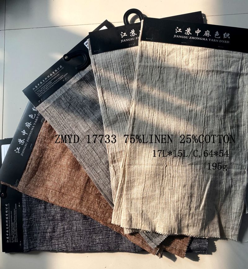 Popular Crashed Linen Cotton Fabric Zmyd 17733