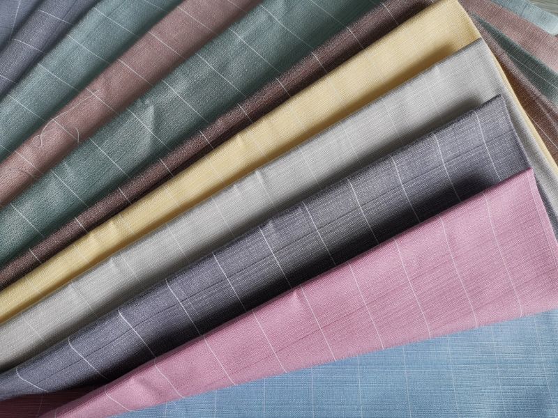 Polyester Cotton Garment W10 Slub Checks Shirt Fabric