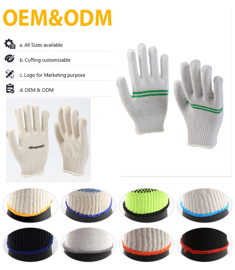 Safety String Knitted Cotton Work Knitted PVC DOT Glove