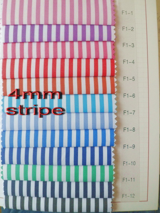 Red/White Stripes 60 Cotton 40 Polyester Twill Yarn Dyed Fabric