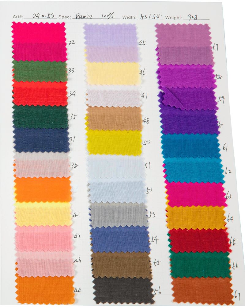 Stock 100 Ramie Poplin Dyed Fabric for Garment Fabric