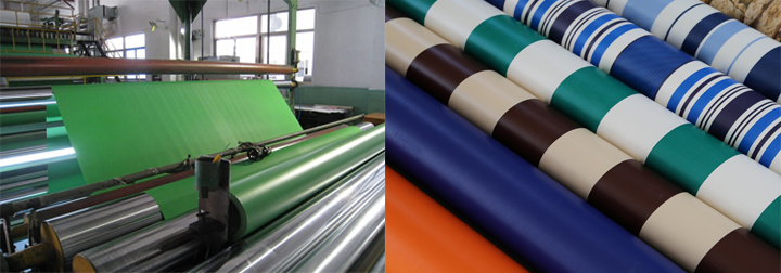 Colorful Printing Striped Vinyl Tarp PVC Laminated Awning Tarpaulin Fabric