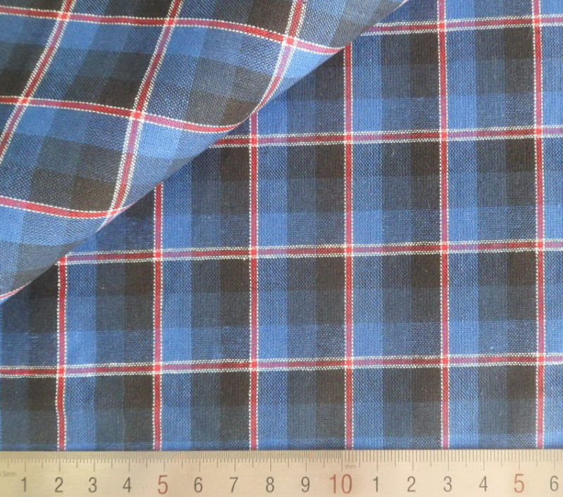 Blue/Red/Black Checks 125GSM 100% Cotton Yarn Dyed Fabric