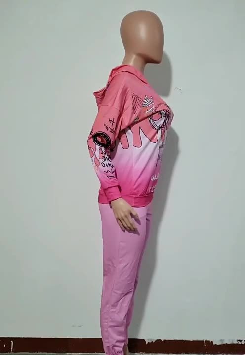 2021 Fashion Women's Jogging Suit Printing Sweater Fabric Suit Sweatsuit