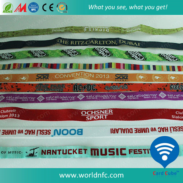Customized Logo Printed Fabric 13.56MHz  RFID Wristband for Event