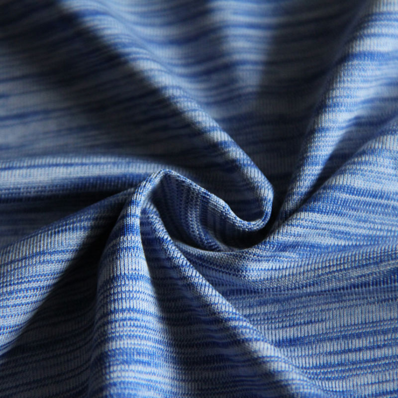 91.5%Polyester 8.5%Polyester Cationic Melange Lt Blue Jersey Fabric for Apparel/Sportswear/Swimming