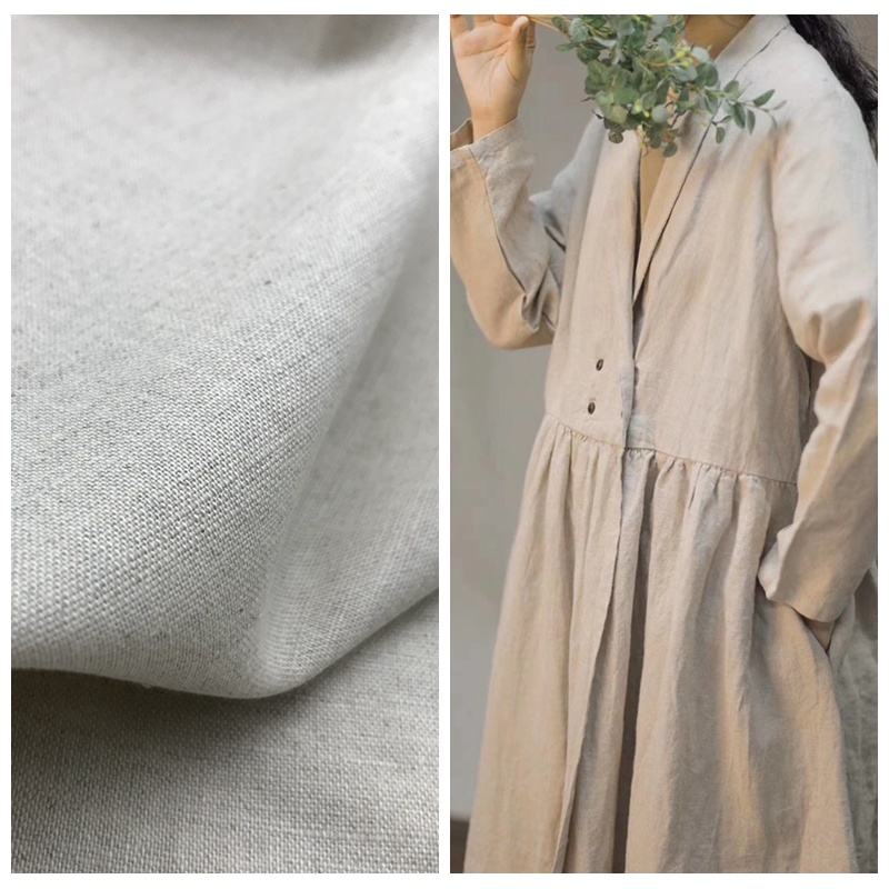 Linen Cotton Interwoven Natural Color Fabric for Garments and Home Textile