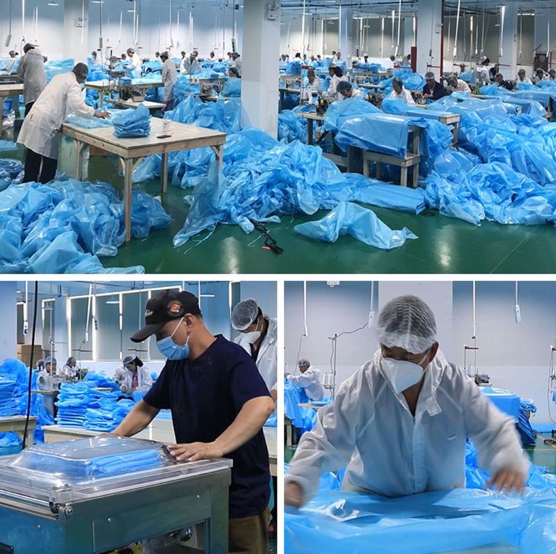 Medical Waterproof SMS Non-Woven Fabric Disposable Protective Isolation Surgical Gown