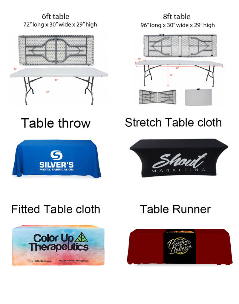 6FT Fabric Custom Printed Tablecloth Table Throw for Promotion