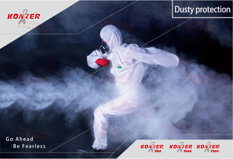 Konzer1500 Disposable Protective Coverall Suit with Anti-Bacterial Microporous Nonwoven Fabric