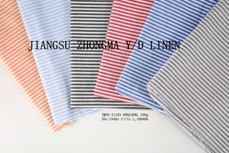 50s Y/D Cotton Linen Stripe Fabric