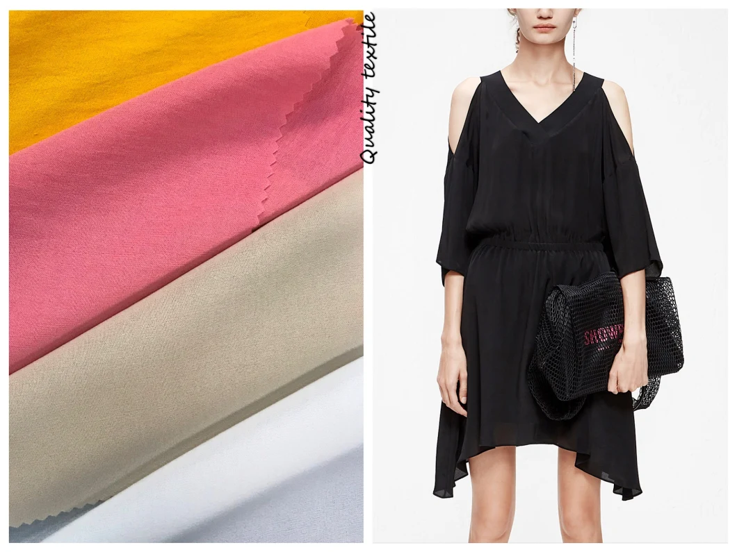 Stock Chiffon Imitated Silk Like Polyester Fabric for Garment Fabric