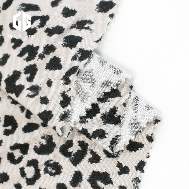 Leopard Print Rayon Elastic Fabric Single Jersey