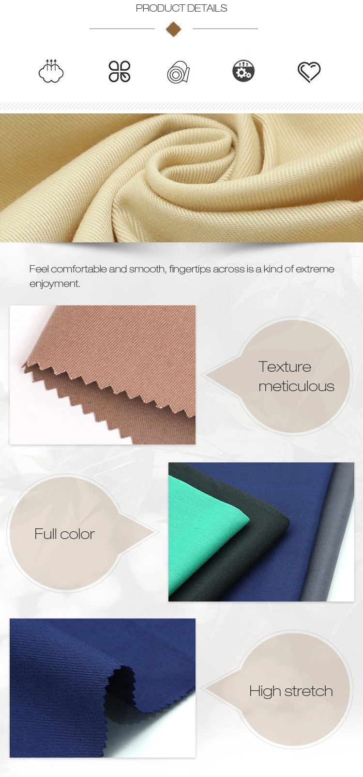 98% Cotton 2% Spandex Woven Fabric Custom Dyed Cotton Spandex Fabric