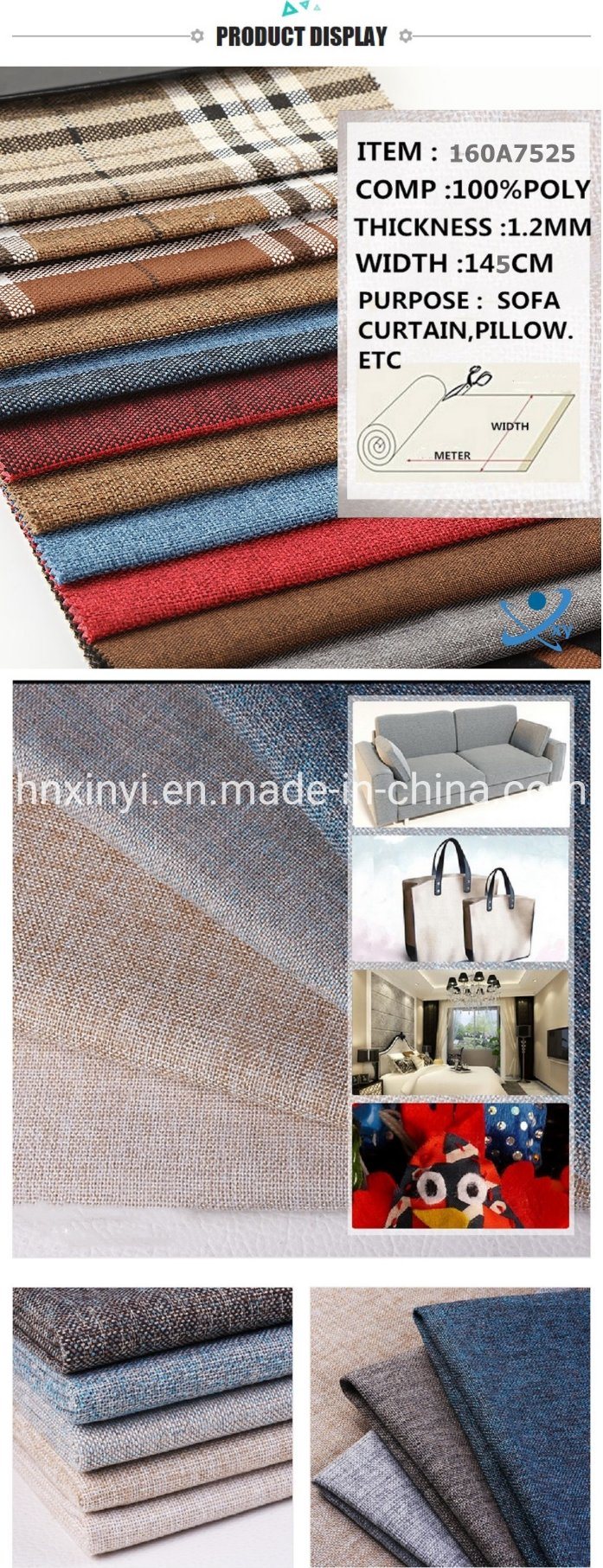 China Supplier Wholesale Linen Cotton Fabric for Sofa