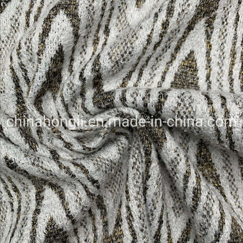 Yarn Dye Hacci Jacquard Knitting Fabric 90%Polyester 10%Metalic for Sweater Fabric