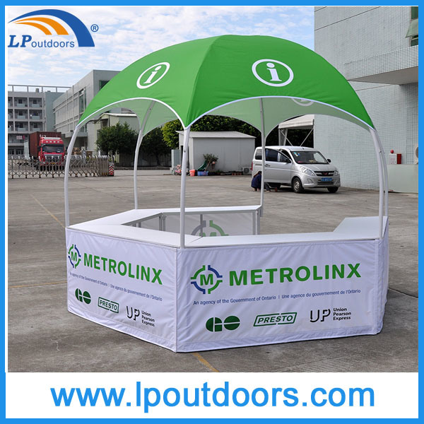 Resistant UV Polyester Fabric Hexagonal Dome Tent with 5 Tables for Display Goods