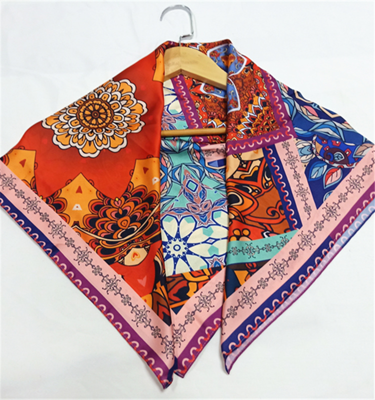 Woman Accessories Head Wrap Printed Printing Fabric Square Kerchief