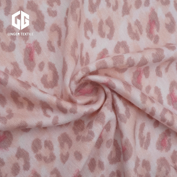 30s Rayon Single Jersey Light Color Leopard Pattern Print Fabric