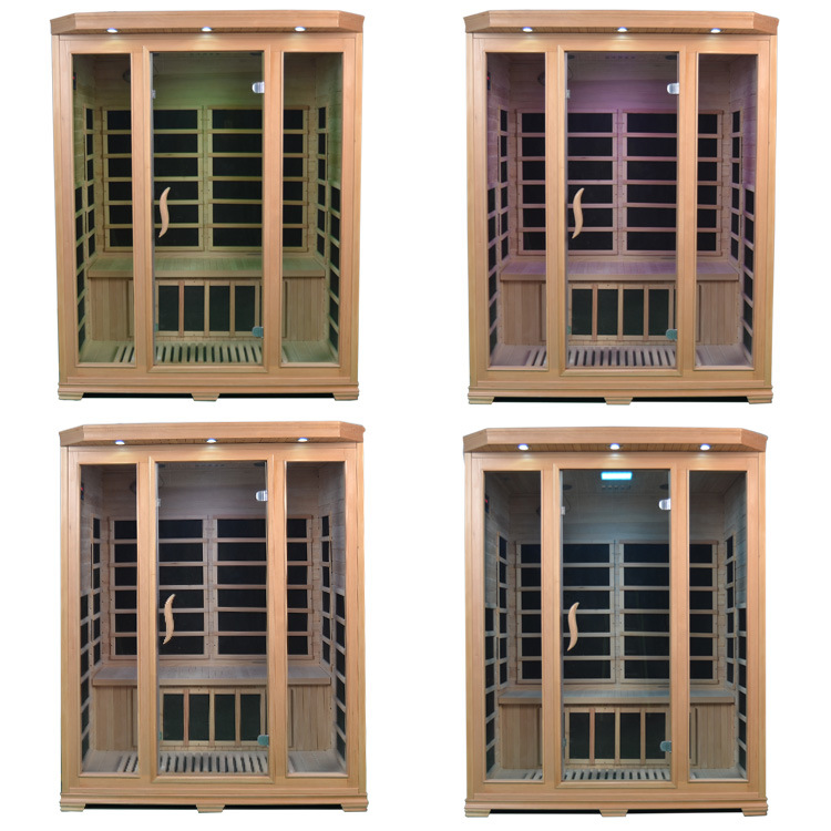 Infrared Sauna 3 Person Low Emf Home Use Indoor Rooms