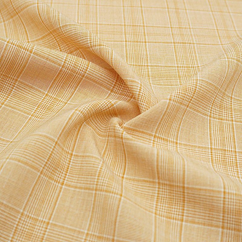 Fabric, Polyester, 94%Polyester 6%Spandex Cationic Check Plaid Poly Span Fabric #20016