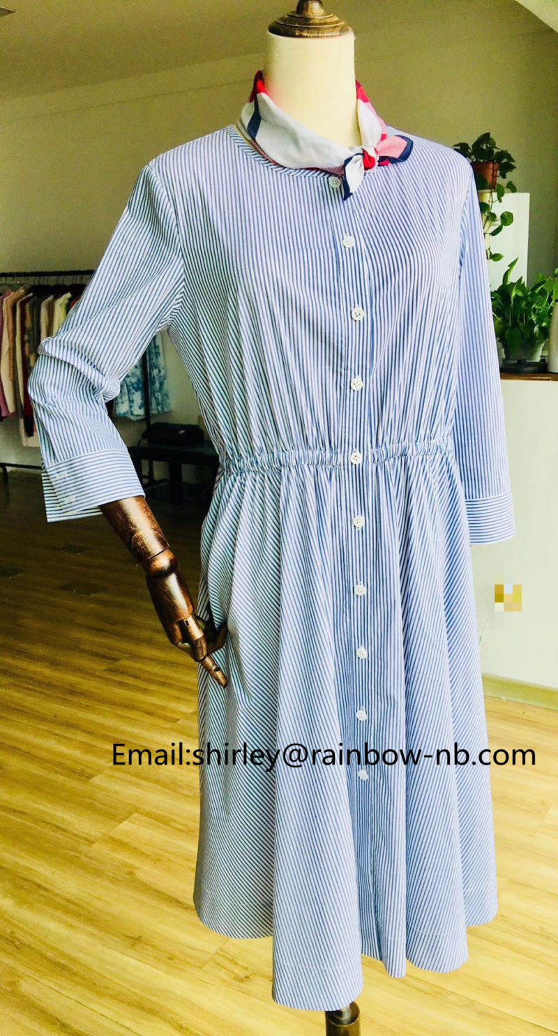 Women's Cotton Yarn Dyed Stripe Woven Dress