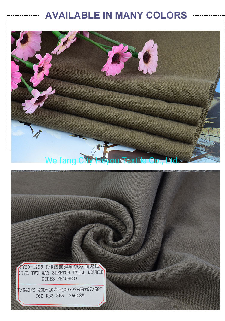 High Quality Polyester Rayon Blended Two Way Stretch Peached Fabric