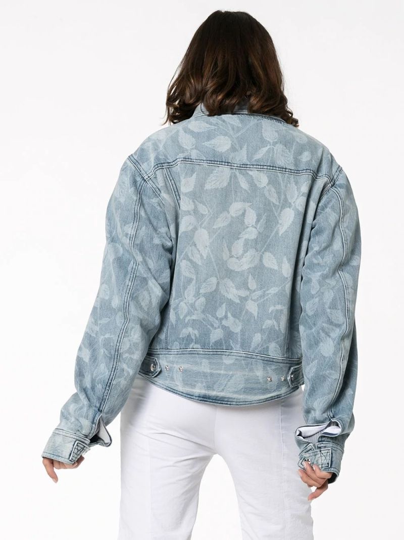 Ladies' Fashion Water Print Denim Jacket