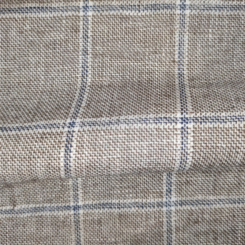 55% Linen 45% Cotton Check Yarn Dyed Woven Fabric