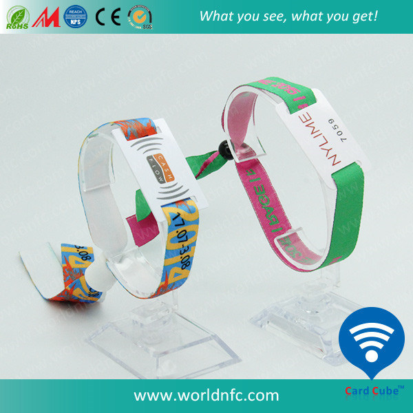Customized Logo Printed Fabric 13.56MHz  RFID Wristband for Event