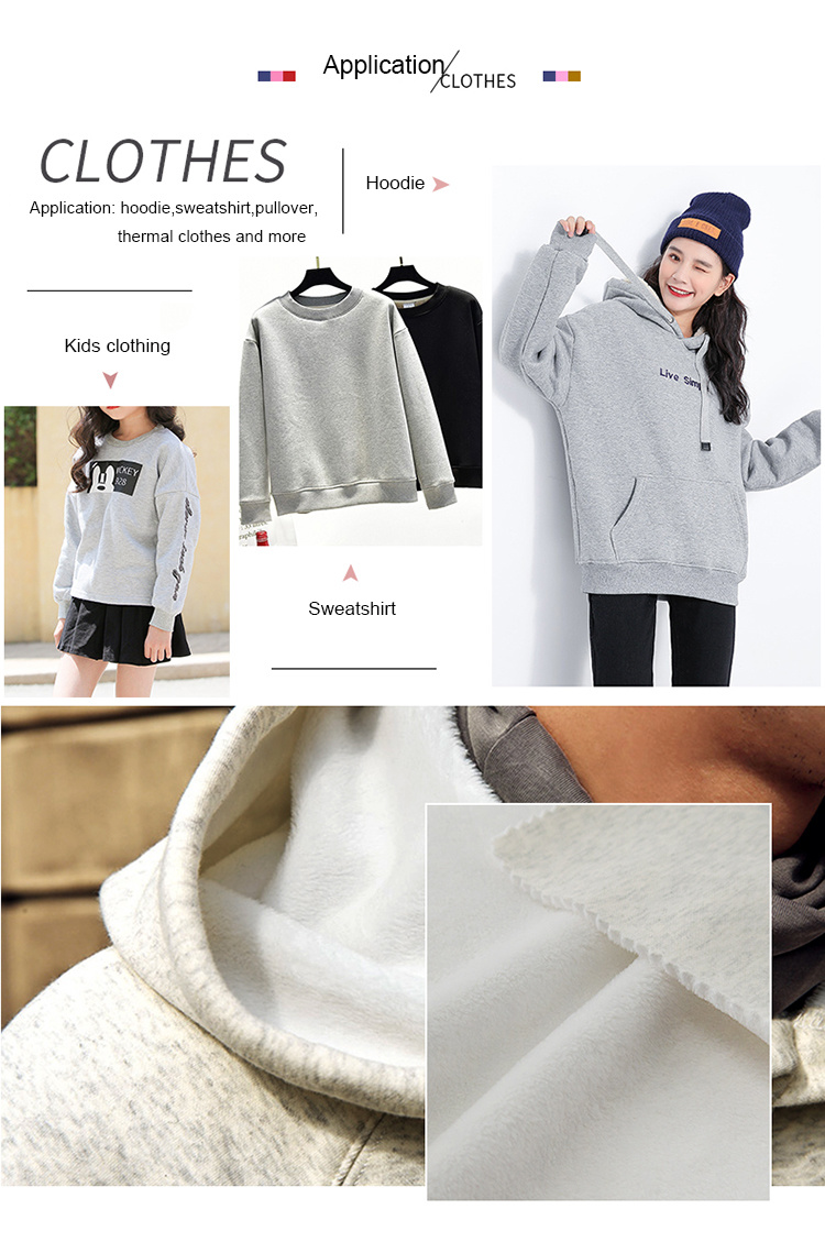 Wholesale China Super Soft Heather Gray Hacci Anti-Pilling Stretch Solid Micro Fleece Knitted Fabric for Sweatshirt