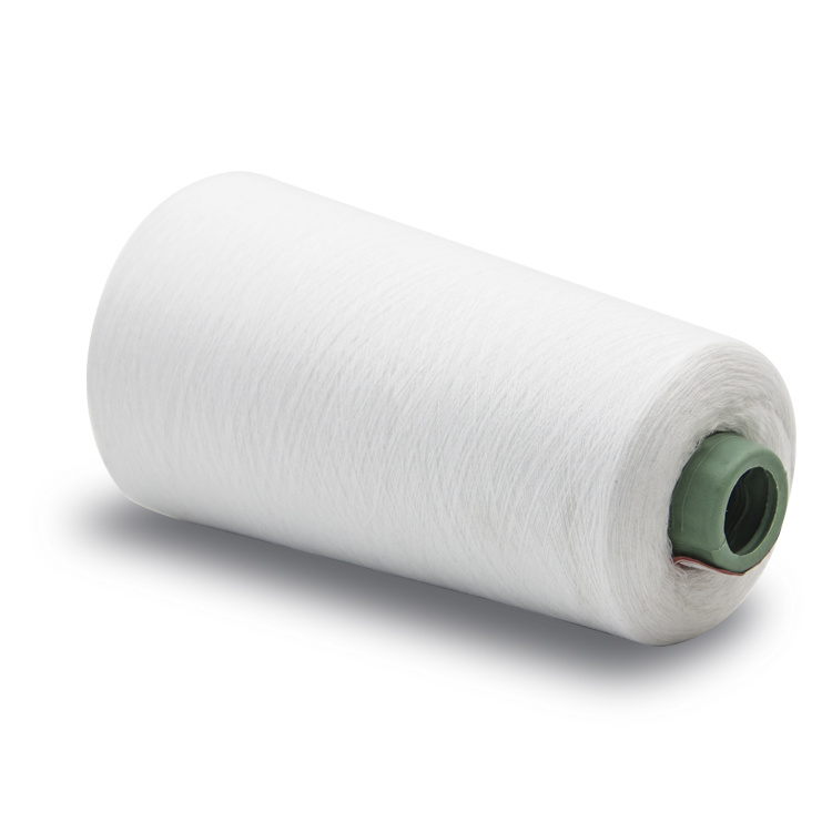 100% Spun Polyester Clothes Fabric Use Raw White Sewing Thread