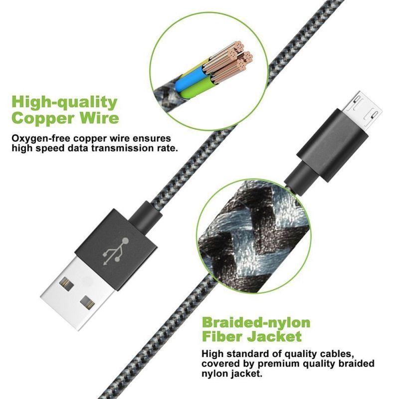 Android Phone 5pin V8 Nylon Fabric Braided Micro USB Cable
