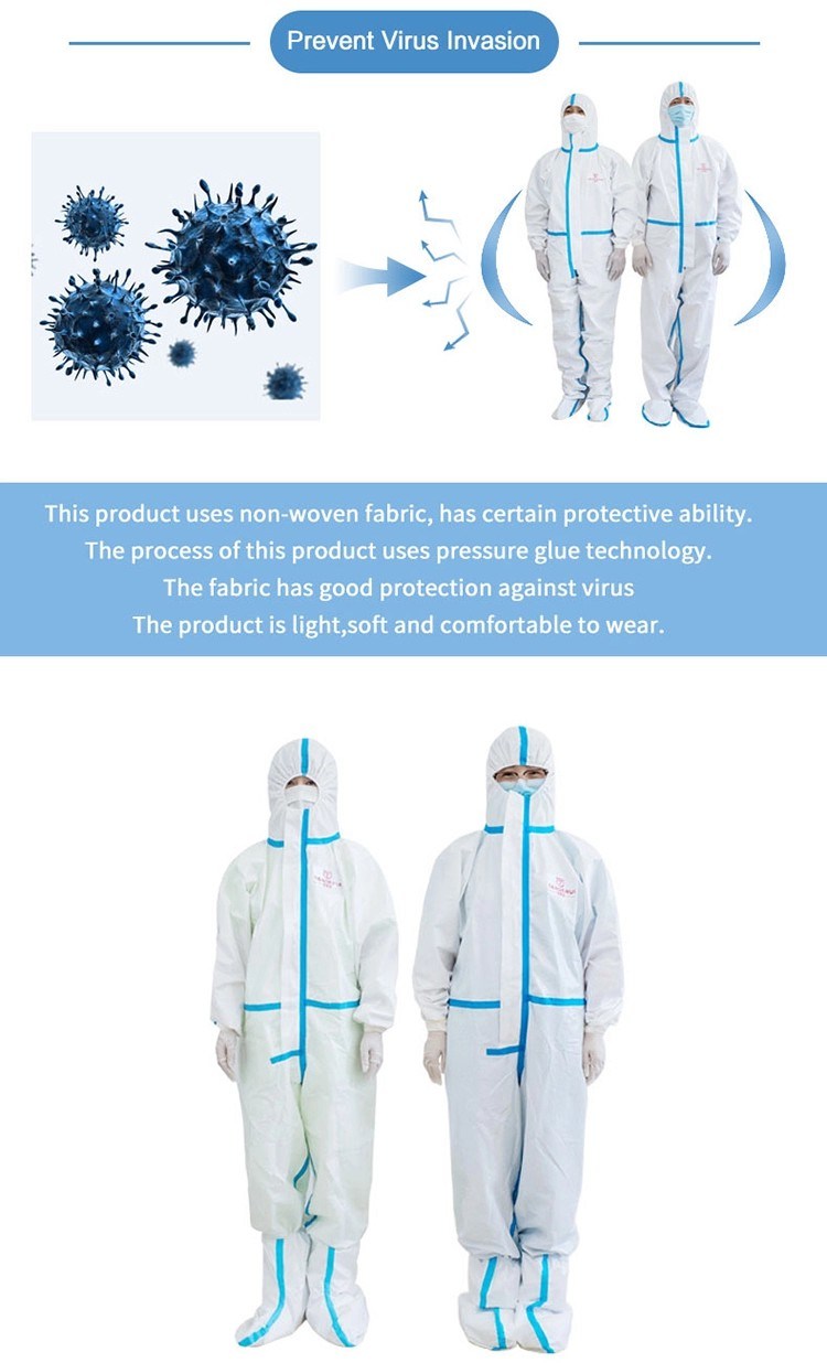 Blue Protective Coverall Non Woven Clothing Protective