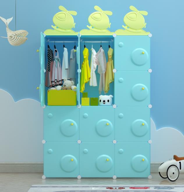 Children's Simple Fabric Multi-Compartment Storage Locker Wardrobe