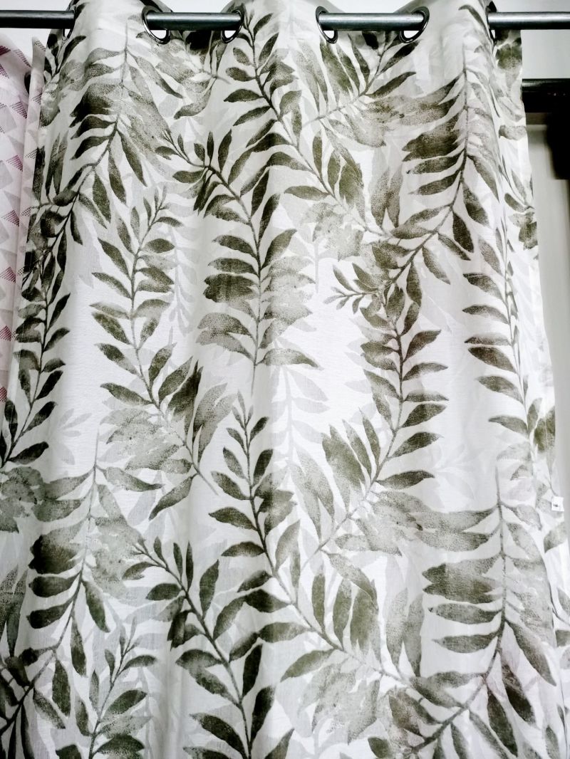 Burn out Fabric Linen Looks Printed Curtain