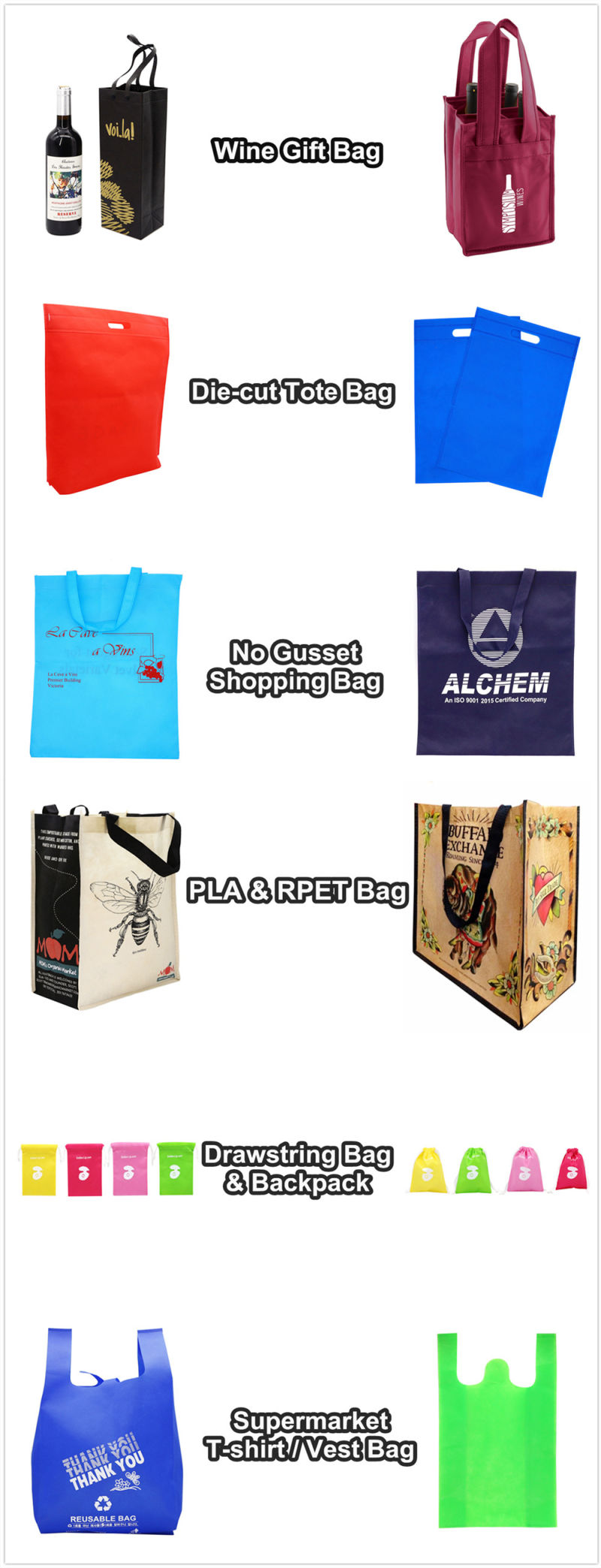 Eco Promotional Customized Printed Tote Laminated Recyclable Non Woven Bag for Shopping