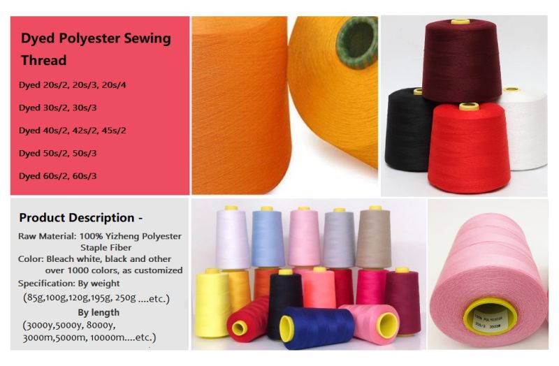 Dyed Spun Polyester Yarn 100% Polyester Spun Yarn for Sewing