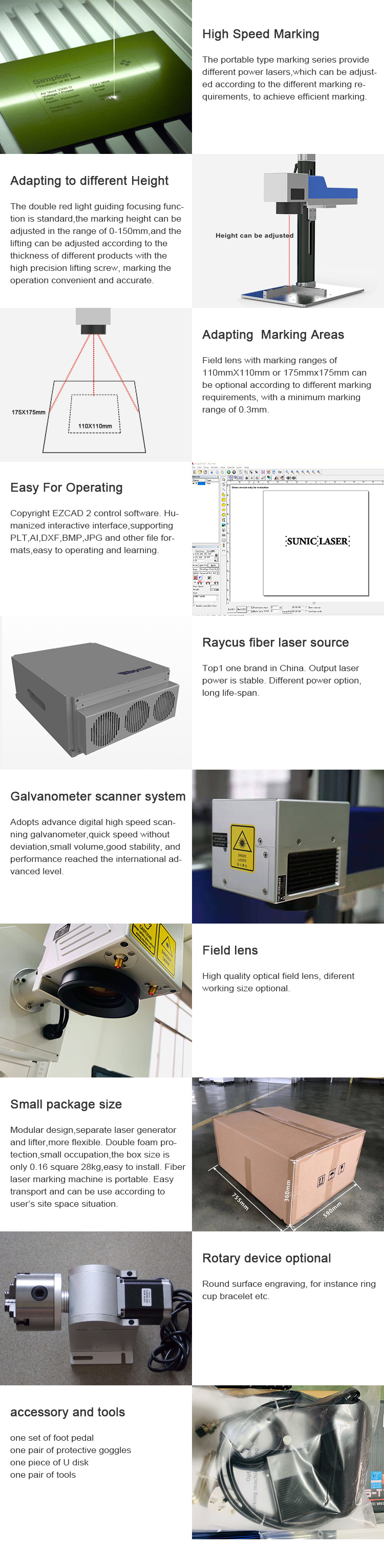 Metal Laser Engraver Portable Fiber Laser Marking Machine for Stainless Steel Nameplate Printing