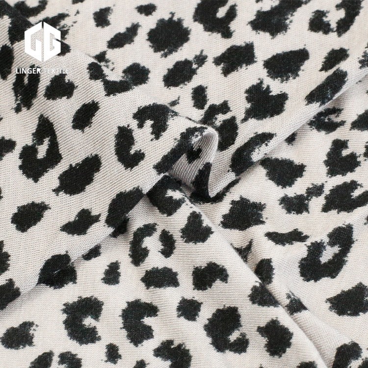 Leopard Print Rayon Elastic Fabric Single Jersey