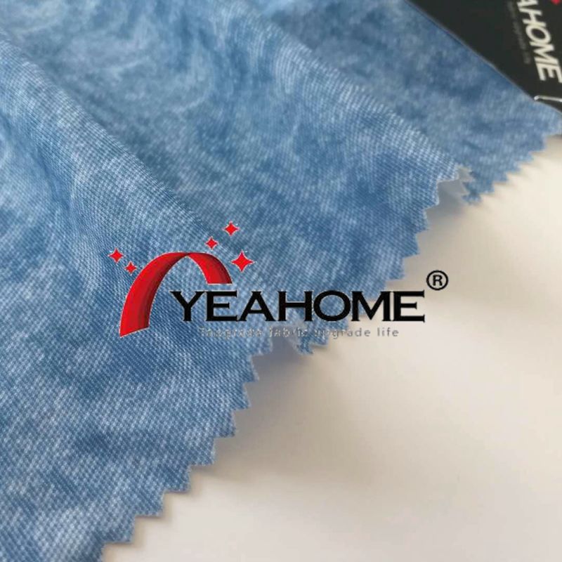 Denim Style Pattern Printed Elastic Fabric Knitted Fabric