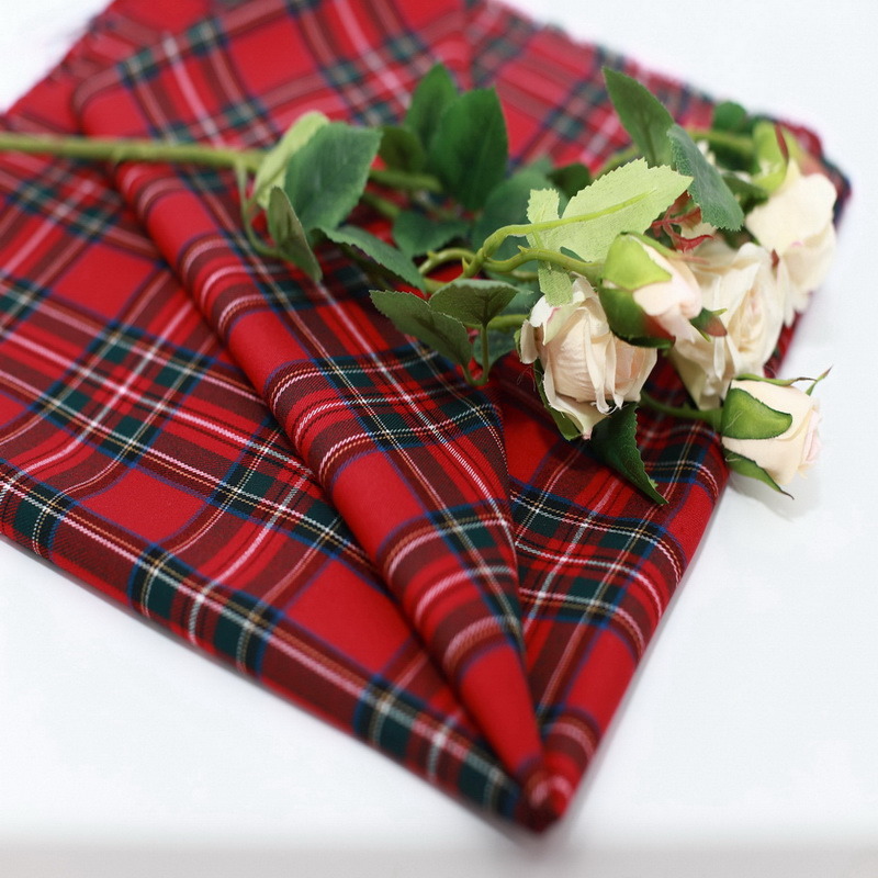 Fabric, Polyester, Polyester Spandex Check Plaid Poly Fabric