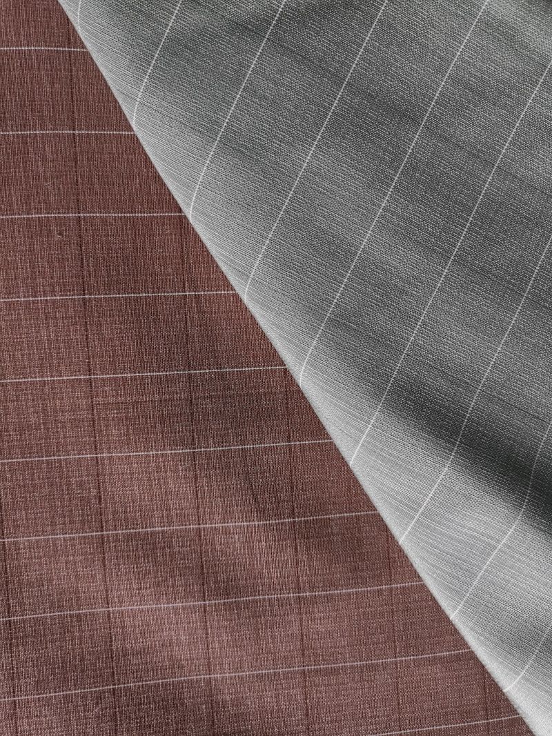 Textile Polyester Cotton W10 Slub Checks Shirt Fabric