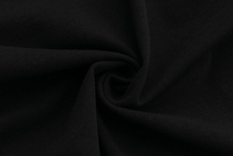 Plain Dyed 95 Cotton 5 Lycra Black Ribbed Jersey Knit Fabric for Sewing