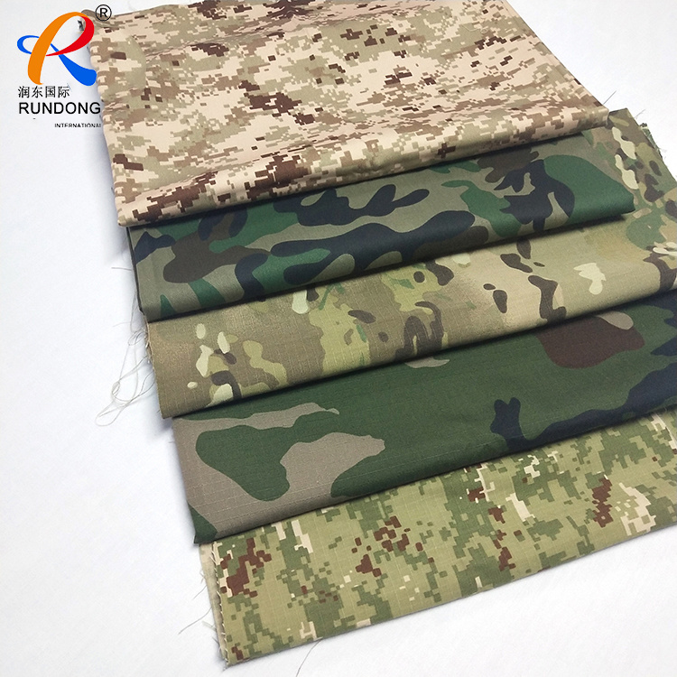 Waterproof Polyester/Cotton Blended Ripstop Fabric Vat-Printed with Camouflage for Military Uniform