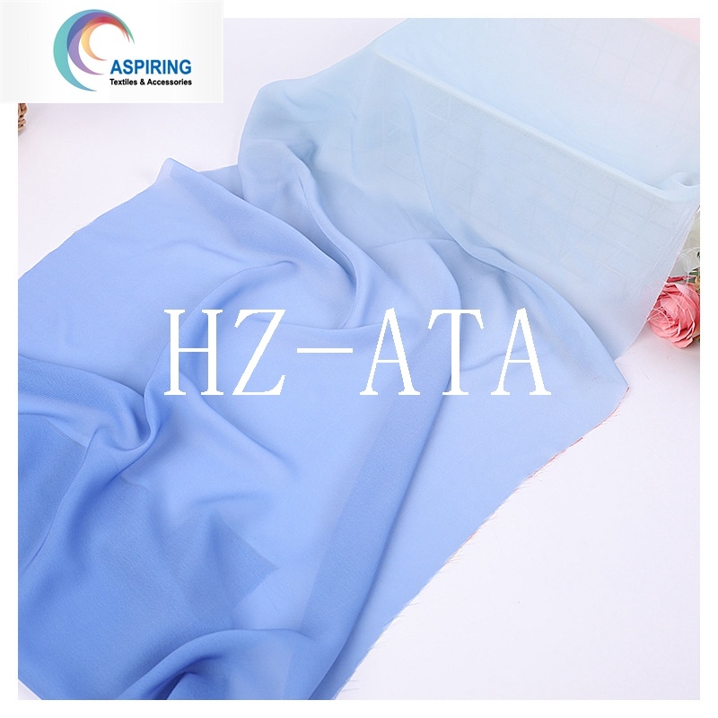 100% Polyester Gradient Color Pattern 30d Digital Printing Chiffon Fabric